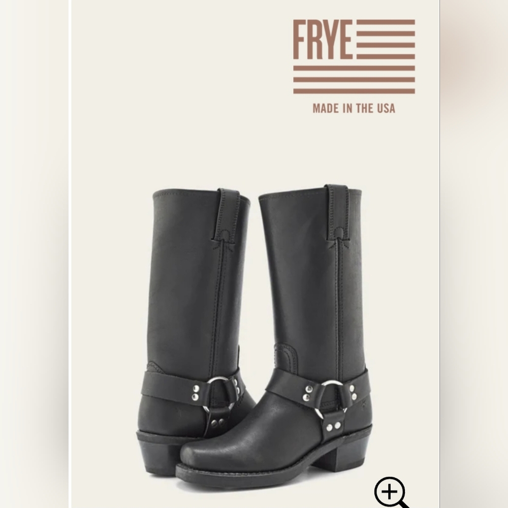 Frye Black Leather Boots with Harness Detail